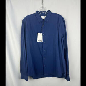 YMC You Must Create London Dean Seersucker Button-Down Shirt Cotton Blue Size M
